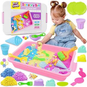 Sensory Bin - Baking & Ice Cream Making Set with 3.3lb Play Sand, Waffle Cake Molds and Play Sand Tools, Pretend Play Sensory Toys, for Girls & Boys