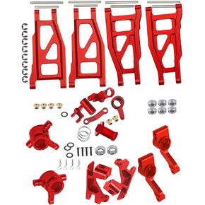 Upgrades Part for 1/10 Slash/Rustler/Stampede/Hoss 4x4 VXL 4wd,Alloy Suspension Arm,Caster Block,Steering Blocks,Rear Stub Axle Carriers,Steering Bellcranks,Red (More Durable Arm)