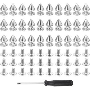 HARFINGTON 50 Set Metal Tree Spikes and Studs 12mm 15/32" Screw Back Metallic Alloy Rivets Punk Cone Spikes for DIY Leathercraft Decoration Belts Clothing Accessories, Dark Purple