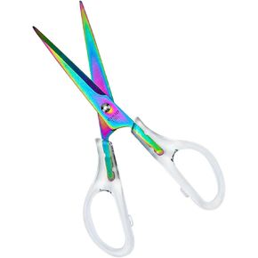 Acrylic Scissors Rainbow Scissors 6.5" Clear Scissors Metal Blades Office Cutting Shears for Craft Supplies Desk Accessories