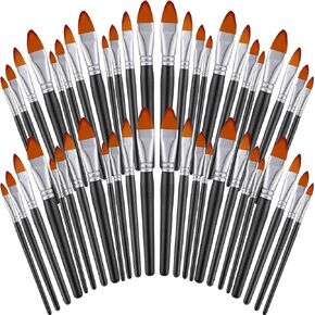 Sherr 48 Pieces Filbert Paint Brushes Large Synthetic Paint Brushes Bulk with Wooden Handle for Acrylic, Watercolor, Oil, Crafts, Face Body Art for Kids Adults Artist(Filbert)