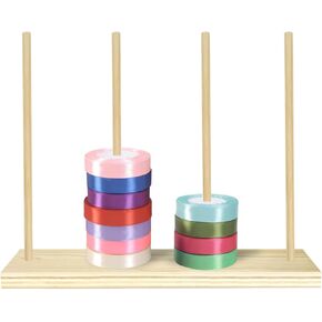 Wooden Ribbon Organizer, Ribbon Rack Storage, Ribbon Spool Holder Organizer, Washi Tape Organizer for Craft Room Sewing Mesh Crochet Thread Tape Wreath Roll Florist Arts Wrapping Gift
