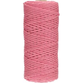 PATIKIL 3mm x 109 Yard Macrame Cord, Soft Cotton Colored Macrame Yarn String 4 Strand Twisted for Wall Hanging Plant Hanger Dreamcatcher DIY Knitting Supplies, Light Pink