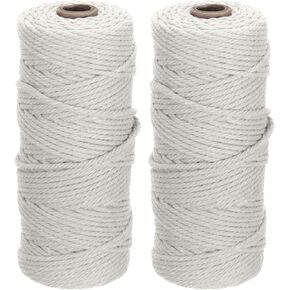 DMiotech 2 Pack 2mm x 150M (164 Yard) Brick Red Natural Cotton Macrame Rope, Wall Hanging Handmade 2 Strands Twisted Macrame Cotton Cord for Plant Hangers, Gift Wrapping Wedding