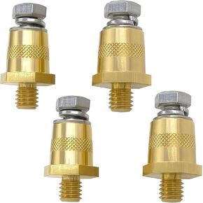 YSIL Battery Terminal Connector Battery Side Or Top Post Terminal Adapter For 3/8" 16, Brass Car Battery Thread Terminal Charging Post Extender Stud (4Pcs)