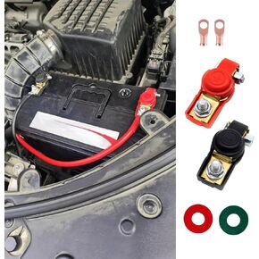 2PCS Car Battery Terminal Connector, Battery Cable Ends, Positive and Negative Pole Quick Release Terminal Clip, Pure Copper Battery Terminal with Cover Universal for Truck (Winged Nut)