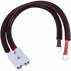 2 قطعة موصل كابل بطارية 8AWG 600 فولت مناسب لكابلات بطارية Anderson-Plug 50Amp موصلات سريعة، مع طرف حلقي، أغطية أنابيب مرنة (0.98 قدم)