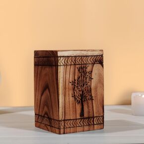 Hashcart Handmade Wooden Urn for Human Ashes - Tree of Life Wooden Urns Hand-Crafted - Celtic Funeral Cremation Urn for Dogs & Pets Engraved