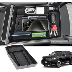 Center Console Organizer Compatible with 2024 2025 VW Volkswagen Atlas and Cross Sport Center Console Storage Box Interior Accessories(Armrest Storage Tray)
