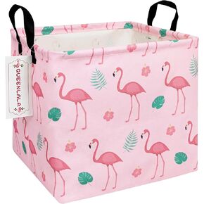 QUEENLALA 2 Pack Square Storage Baskets Laundry Hamper/Foldable Nursery Laundry Basket for Organizing/Children Toy Office Bedroom/Toy Bin Closet Shelf Baskets(2Pack-Square-Blue Cute Whale)