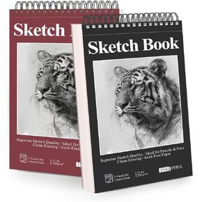 Premium Quality Sketchbook for Kids- 5.5" x 8.5", Top Spiral Bound, 2 Packs of 200 Sheets (68 lb/100gsm), Acid-Free Art Sketch Pad for Professional Artists and Beginners" (Green & Yellow)