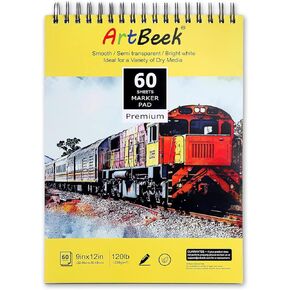 ArtBeek Art Marker Paper Pad, 9"x12" Portable Sketchbook, 60 Sheets Markers Drawing Papers, 120lb/200 GSM Art Paper for Drawing and Painting, Sketching, Coloring, Lettering