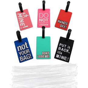 Mziart Funny Luggage Tags Set of 6, 50 Pack Clear Luggage Tag Loops Straps, Worm Loops for Bag Tags