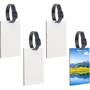 Prasacco 4 Pcs Blank Luggage Tags, Sublimation Luggage Tag Blanks Double Sided Blank Travel Bag Tags with Strap Suitcase Label Tag with Slots Travel Baggage Tags for Travel Bag Luggage Suitcase