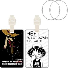 Anime Satoru Luggage Tags for Suitcases Gojo Travel Luggage Baggage 2PCS Silicone Funny Travel Accessories Labels Belt Strap and 2PCS Stainless Steel String Loop for Bag Backpack Suitcase Plane