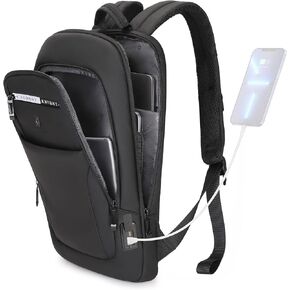 Caoroky knight Backpack Laptop Men 15.6 inch Slim Work Business Backpacks with USB Charging Port Smart Mens Computer Tablet Bag Waterproof Travel Back Pack Anti theft College Bookbag-Black