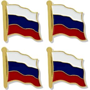4 Pack Russia Flag Lapel Pin - Russian Flags Pins Lapel Hat Backpacks Suit Decoration & Men Women Waving Patriotic Enamel Metal Badge Souvenir