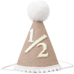 1/2 Birthday Party Handcrafted Crown Hat - Adorable Baby Angel Birthday Hat - Half Birthday Celebration Hat - Perfect Party Cake Smash Props - White Themed 6 Months Birthday Party Decorations