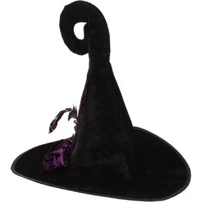 LIFKOME Halloween Witch Hat with Flower Feather Witch Cap Halloween Witch Cosplay Costume Halloween Party Favors for Women Girls