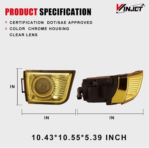Winjet Fog Lights OEM Series for [2003 2004 2005 Toyota 4Runner] Driving Projector Fog Lights Lamps Assembly Pair Replacement W/9006 12V51W Halogen Bulbs (Clear Lens) in Kuwait