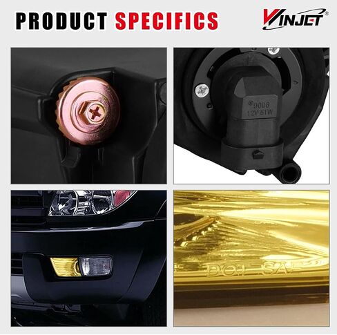 Winjet Fog Lights OEM Series for [2003 2004 2005 Toyota 4Runner] Driving Projector Fog Lights Lamps Assembly Pair Replacement W/9006 12V51W Halogen Bulbs (Clear Lens) in Kuwait