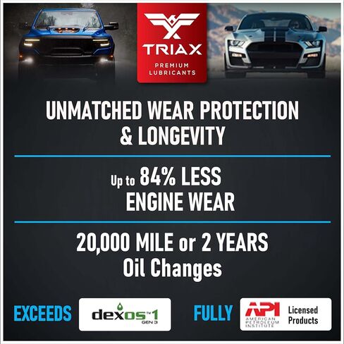 TRIAX Synergy SRT 0W-20 - زيت محرك اصطناعي بالكامل ومعدل الاحتكاك - 20 ألف ميل، مرخص من API SP، حماية 3x من التآكل - احتكاك نانو بورون ومولي معدل (إبريق سعة 5 لتر) in Saudi Arabia