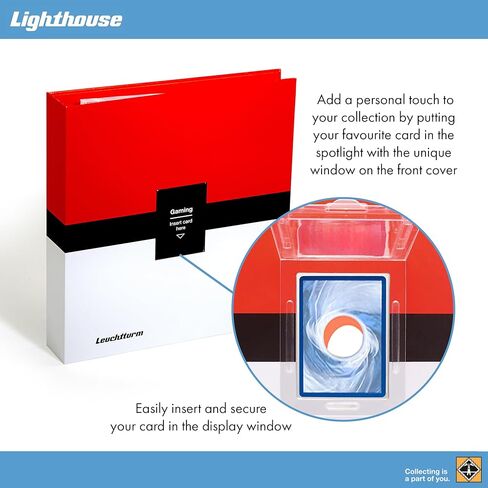 LIGHTHOUSE- Trading Card Album PRO with Display Window - Hardcover 3-Ring Binder with 30 Crystal Clear 3x3 Sheets for Trading Cards - GAMING in Kuwait