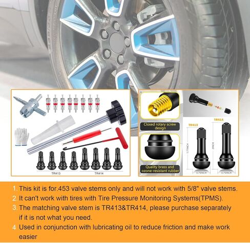 51025 Quick Tire Valve Change Tool for Cars,Tire Valve Stem Core Quickly Replacement Tool Kit,Perfect Tool for Replacing Leaky Valves in Cars,ATVs,Trucks, etc.with TR413/TR414/TR418 in Kuwait