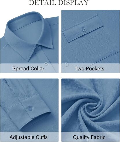 Women's Button Down Blouse Long Sleeve Dress Shirts for Work Office Business Casual Chiffon Tops in Saudi Arabia