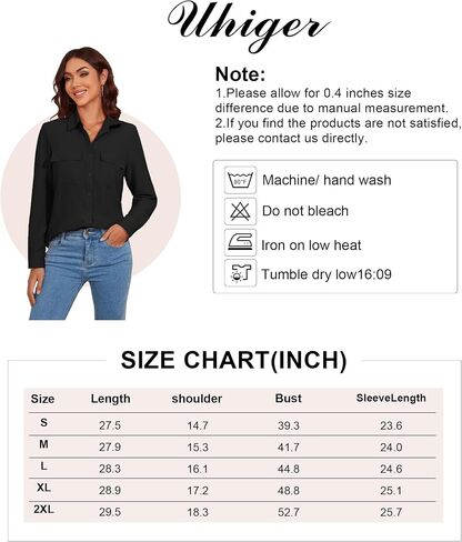 Women's Button Down Blouse Long Sleeve Dress Shirts for Work Office Business Casual Chiffon Tops in Saudi Arabia