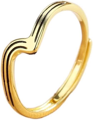 SUKKCCNO Minimalism 14K Gold Plated Sterling Silver V Shaped Chevron Band Stackable Thumb Rings Statement Promise Engagement Wedding Eternity Ring Jewelry Gift for Women in Kuwait