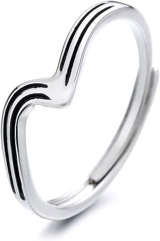 SUKKCCNO Minimalism 14K Gold Plated Sterling Silver V Shaped Chevron Band Stackable Thumb Rings Statement Promise Engagement Wedding Eternity Ring Jewelry Gift for Women in Kuwait