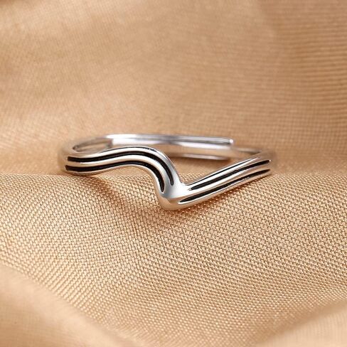 SUKKCCNO Minimalism 14K Gold Plated Sterling Silver V Shaped Chevron Band Stackable Thumb Rings Statement Promise Engagement Wedding Eternity Ring Jewelry Gift for Women in Kuwait