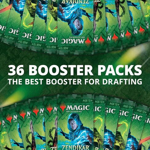 Magic The Gathering Zendikar Rising Draft Booster Box | 36 Booster Packs (540 Cards) + 1 Box Topper | 36 Full Art Lands | Factory Sealed in Saudi Arabia