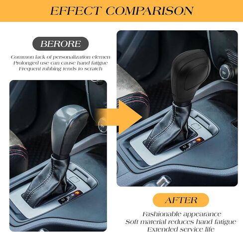 ANBUY قطعتين من أغطية مقبض ناقل الحركة للسيارات، غطاء واقٍ من السيليكون المرن لنقل الحركة، طقم ديكور تلقائي، واقيات متينة لأكمام نقل التروس (أسود) in Kuwait