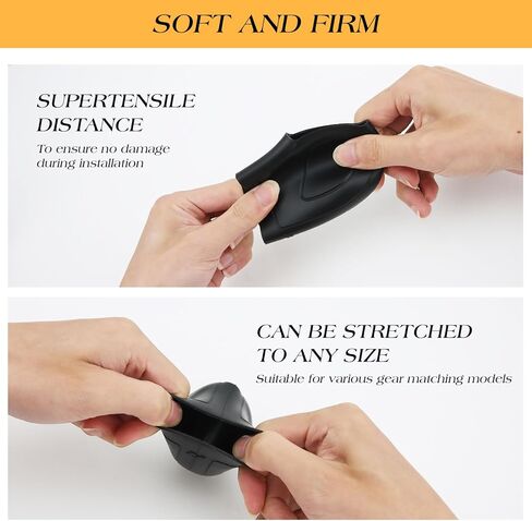 ANBUY قطعتين من أغطية مقبض ناقل الحركة للسيارات، غطاء واقٍ من السيليكون المرن لنقل الحركة، طقم ديكور تلقائي، واقيات متينة لأكمام نقل التروس (أسود) in Kuwait