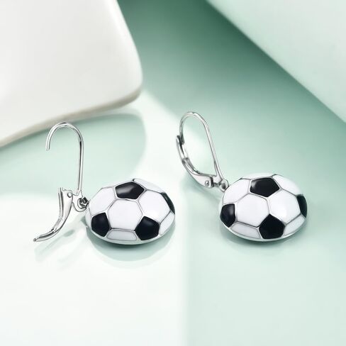 Rnivida Sports Earrings with 925 Sterling Silver Leverback,Football Earring,Basketball Earring,Soccer Earring for Women Jewelry Gifts in Kuwait
