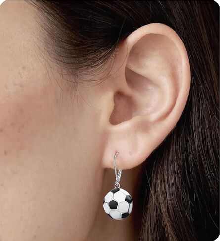 Rnivida Sports Earrings with 925 Sterling Silver Leverback,Football Earring,Basketball Earring,Soccer Earring for Women Jewelry Gifts in Kuwait