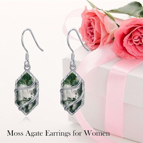 Earrings for Women 925 Sterling Silver Hexagon Gemstone Drop Dangle Earrings Fine Jewelry Anniversary Birthday Christmas Gifts for Women Her in Saudi Arabia