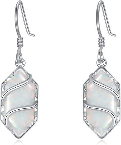 Earrings for Women 925 Sterling Silver Hexagon Gemstone Drop Dangle Earrings Fine Jewelry Anniversary Birthday Christmas Gifts for Women Her in Saudi Arabia