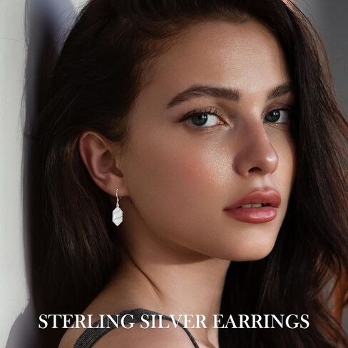 Earrings for Women 925 Sterling Silver Hexagon Gemstone Drop Dangle Earrings Fine Jewelry Anniversary Birthday Christmas Gifts for Women Her in Saudi Arabia