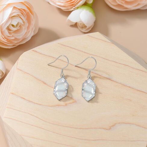 Earrings for Women 925 Sterling Silver Hexagon Gemstone Drop Dangle Earrings Fine Jewelry Anniversary Birthday Christmas Gifts for Women Her in Saudi Arabia