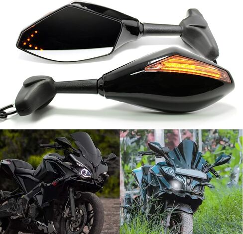 Motorcycle LED Turn Signal Rear View Mirrors with Arrow For Honda Suzuki Racing Bike Sport Bike in Kuwait
