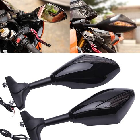 Motorcycle LED Turn Signal Rear View Mirrors with Arrow For Honda Suzuki Racing Bike Sport Bike in Kuwait