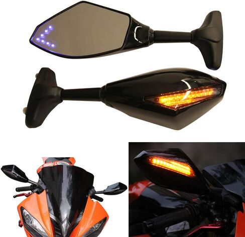Motorcycle LED Turn Signal Rear View Mirrors with Arrow For Honda Suzuki Racing Bike Sport Bike in Kuwait