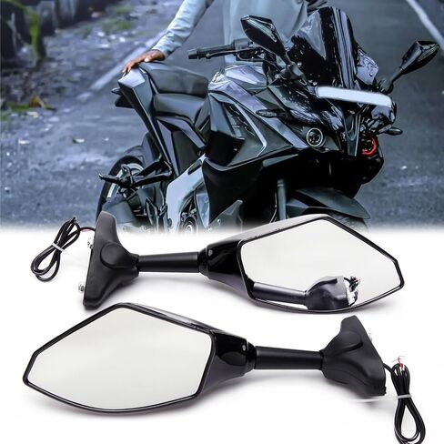 Motorcycle LED Turn Signal Rear View Mirrors with Arrow For Honda Suzuki Racing Bike Sport Bike in Kuwait