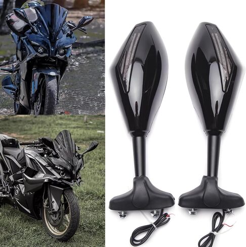 Motorcycle LED Turn Signal Rear View Mirrors with Arrow For Honda Suzuki Racing Bike Sport Bike in Kuwait