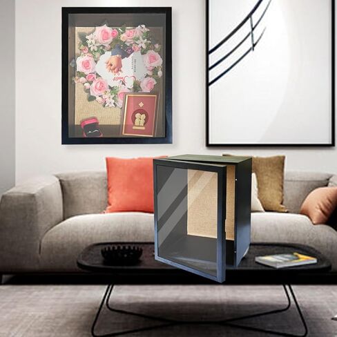 صندوق ظلال كبير مقاس 16 × 20، وعمق خارجي 6 بوصة، إطار صندوق ظلال كبير جدًا من الخشب الطبيعي مع باب مغناطيسي لحفلات الزفاف، وعيد الميلاد، وعيد الحب (متفحم أصلي) in Kuwait