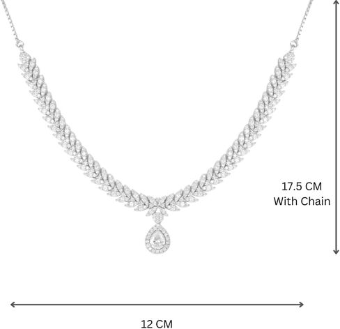 طقم قلادة وأقراط من الفضة على شكل دمعة من MIRAY مع سوار الإسورة المطابق | احجار زركونيا مكعبة | طقم مجوهرات فضية | مجوهرات حفلات خالية من الحساسية للعرائس ووصيفات العروس in Saudi Arabia