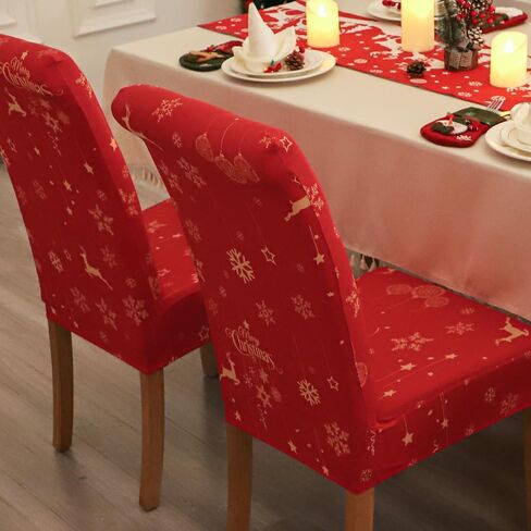 FORCHEER Dining Chair Covers and Bench Covers Set Waterproof Jacquard Chair Slipcover Set of 4 Washable Parsons Chair Slipcover - 4 PCS Chair Cover+1 PC Bench Cover （Waterproof-Light Brown） in Kuwait